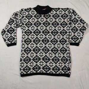 American Pride Vintage Metallic Thread Black and White Sweater Size Medium